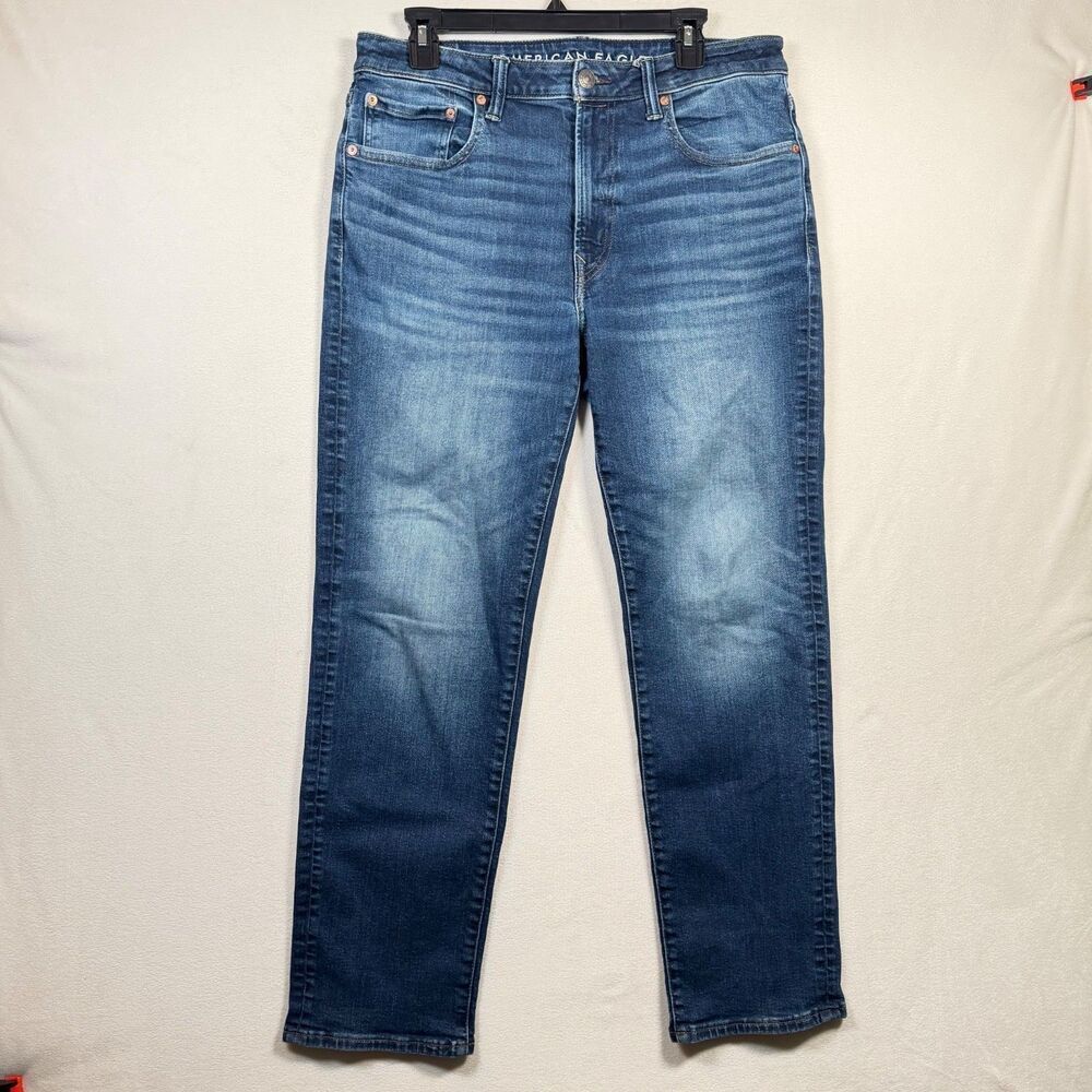 American Eagle AirFlex Athletic Straight Jeans Mens 33x32 Blue Stretch Denim